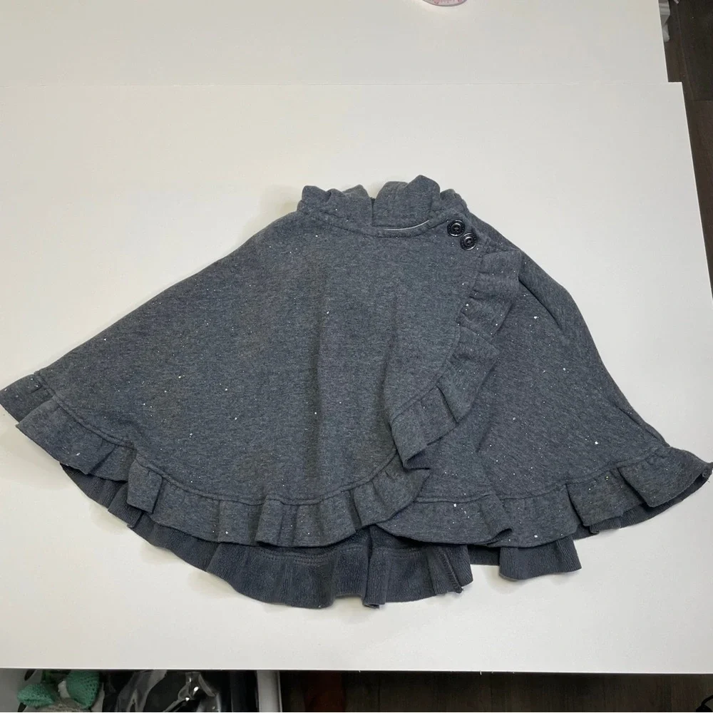Max Studio Baby Girl Sparkly Hooded Ruffle Poncho Cape Sweater 24M